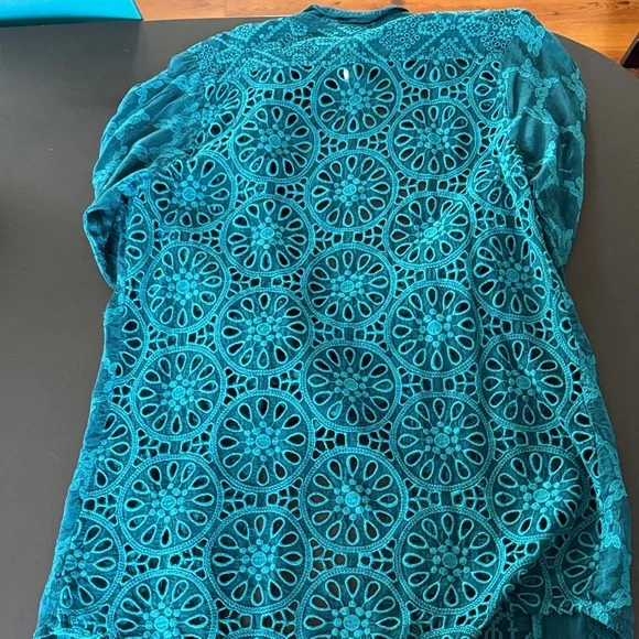 Johnny Was Teal Embroidered Cardigan - Picture 4 of 4